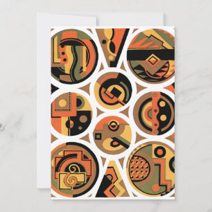 Vintage Art Deco Pochoir Jazz Círculos Geométricos