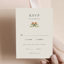 Vintage Art Deco RSVP con Tarjeta de Alojamiento p