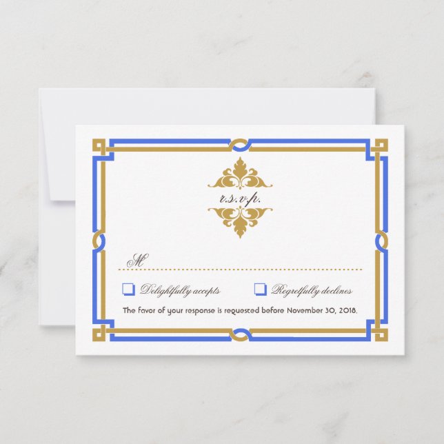 Vintage Art Deco Sapphire & Gold RSVP (Anverso)