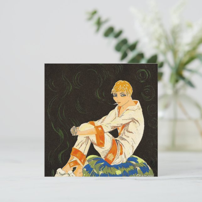 Vintage Art Deco Woman, Smoking by S. Chompre (Anverso de pie)