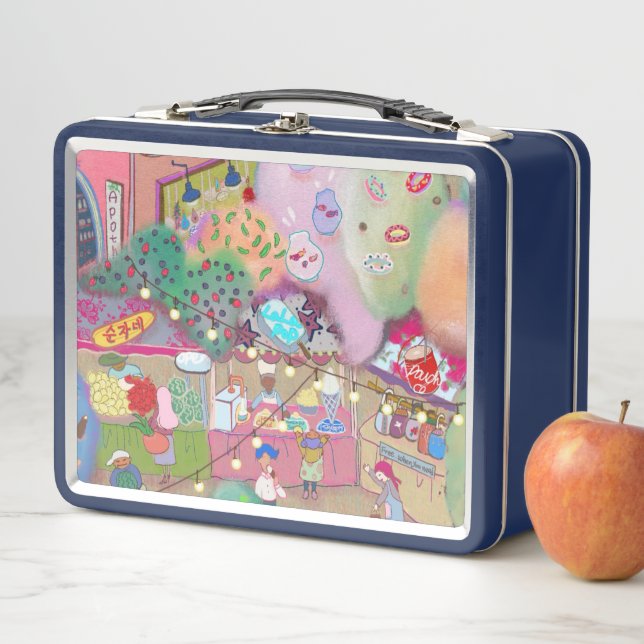 Vintage Art Lunch Box Navy (In situ)