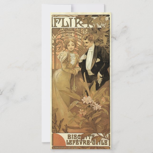 Vintage Art Nouveau Flirt Biscuits, Alphonse Mucha (Anverso)