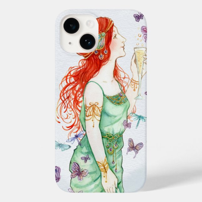 Vintage Art Nouveau Lady Champagne Fiesta Funda de (Reverso )