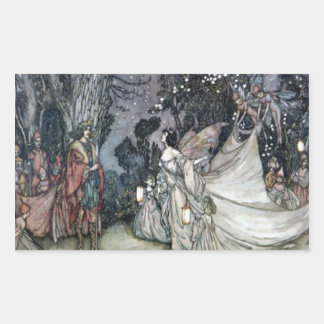 Vintage Arthur Rackham Titania y Oberon Pegatina