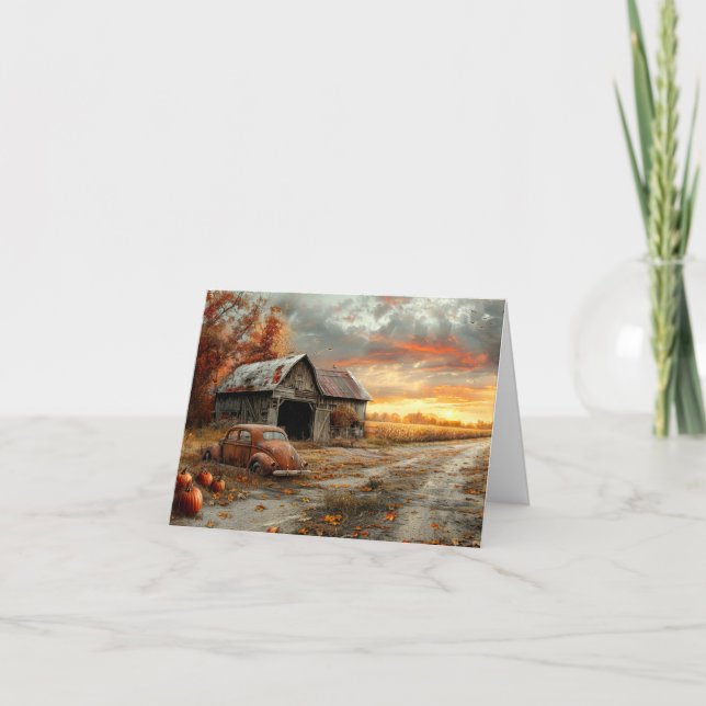 Vintage Autumn Country Road y Barn Blank (Anverso)