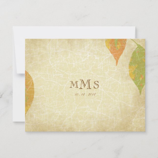 Vintage Autumn Leaves Wedding RSVP (Anverso)