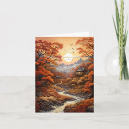 Vintage Autumn Woodland Creek Blank