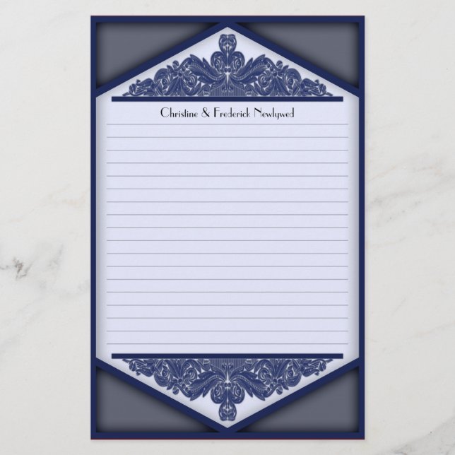 Vintage azul Dusky, papelería (Anverso)