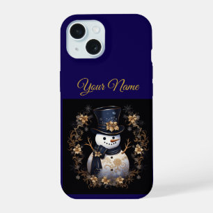 Vintage azul marino y dorado funda slim para iPhon
