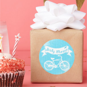Vintage Baby Boy Bicycle Shower Pegatina
