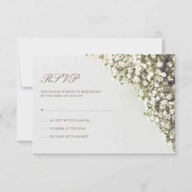 Vintage Baby's Breath Wedding RSVP (Anverso)