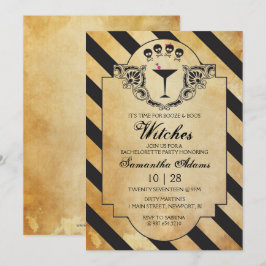Vintage Bachelorette Party Halloween Invitación