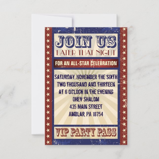 VINTAGE BASEBALL Bar Mitzvah Invitación (Anverso)