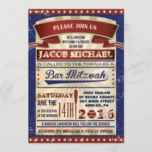VINTAGE BASEBALL Bar Mitzvah Invitación