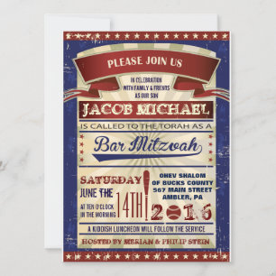 VINTAGE BASEBALL Bar Mitzvah Invitación