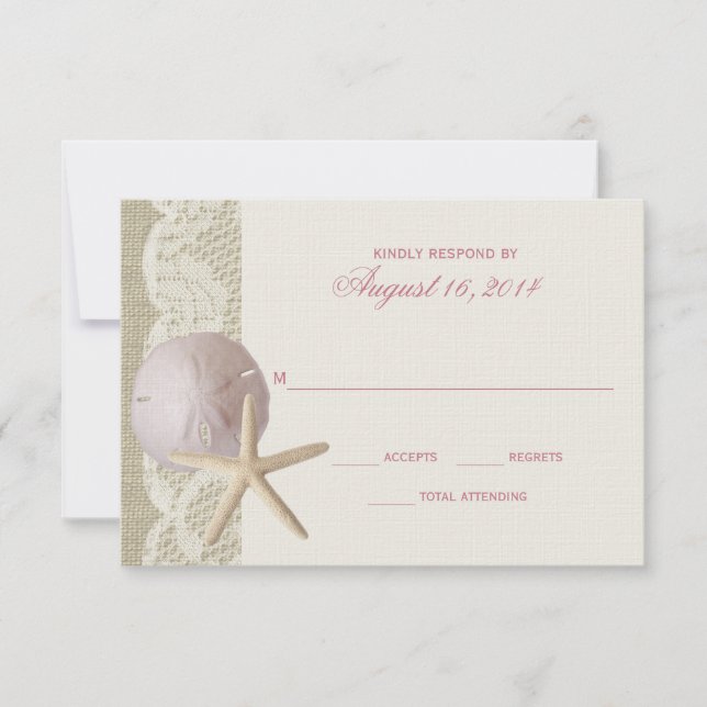 Vintage Beach and Lace Ivory RSVP (Anverso)