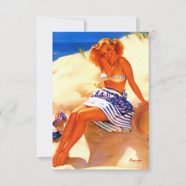 Vintage Beach Summer Pin up Chica (Anverso)