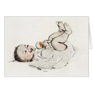Vintage - Bebé con rattle,