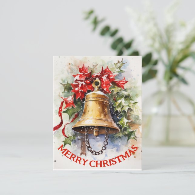 Vintage Bell - Tarjeta Navidad (Anverso de pie)
