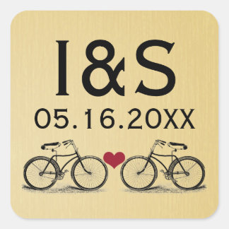 Vintage Bicycle Wedding Favor Pegatinas