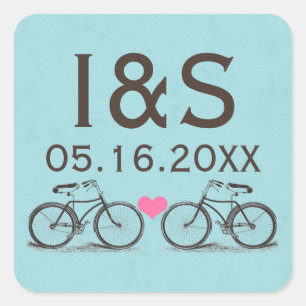 Vintage Bicycle Wedding Favor Pegatinas