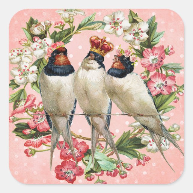 Vintage Bird Barn Swallow Pegatinas (Anverso)