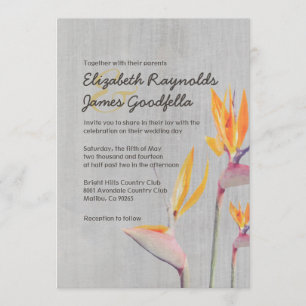 Vintage Bird of Paradise Wedding Invitaciones