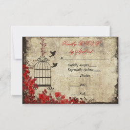 Vintage Birdcage Wedding RSVP Red