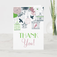 Vintage Birdcages Spring Floral Gracias Tarjeta