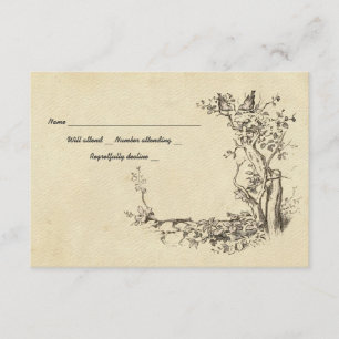 Vintage Birds Cream RSVP