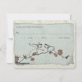 Vintage Birds Damask Wedding RSVP