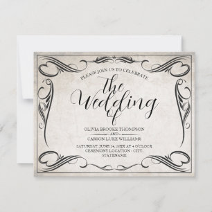 Vintage Black Art Deco Boda Invitación