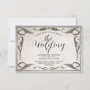 Vintage Black Art Deco Boda Invitación