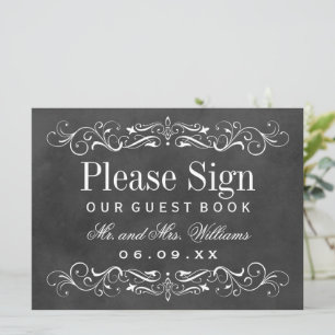 Vintage Black Chalkboard Boda Guest Book