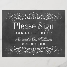 Vintage Black Chalkboard Boda Guest Book