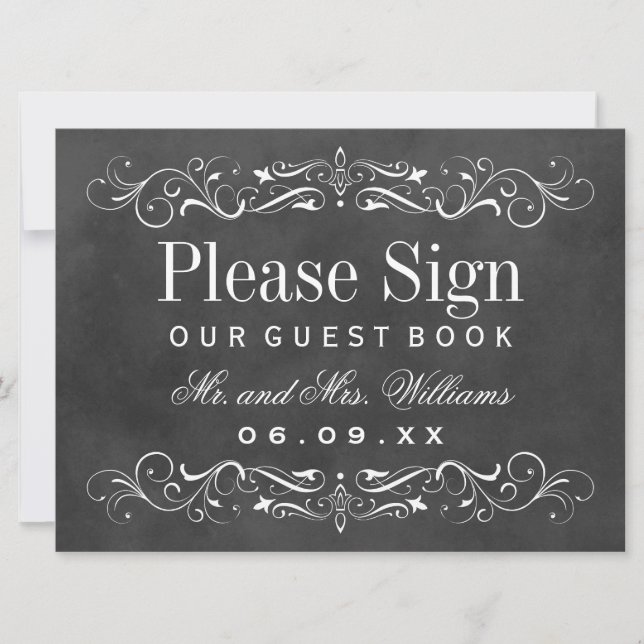 Vintage Black Chalkboard Boda Guest Book (Anverso)