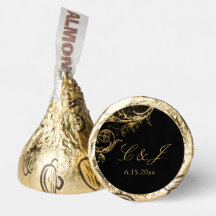 Vintage Black Gold Floral Damask Wedding