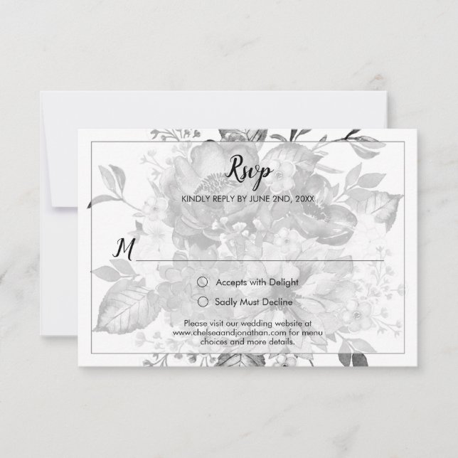 Vintage Black Gray and White RSVP (Anverso)
