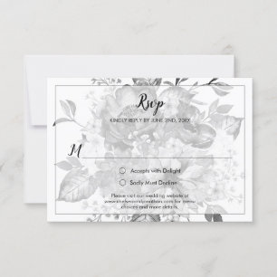 Vintage Black Gray and White RSVP