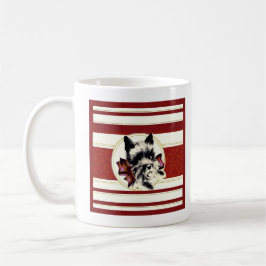 Vintage Black Scottish Terrier en la taza roja