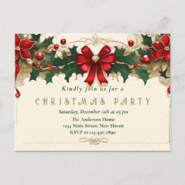 Vintage Blooms: Invitación Retro de Navidad