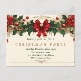 Vintage Blooms: Invitación Retro de Navidad