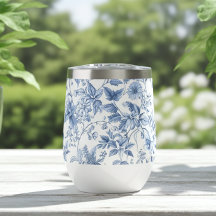 Vintage Blue Floral Toile Elegant