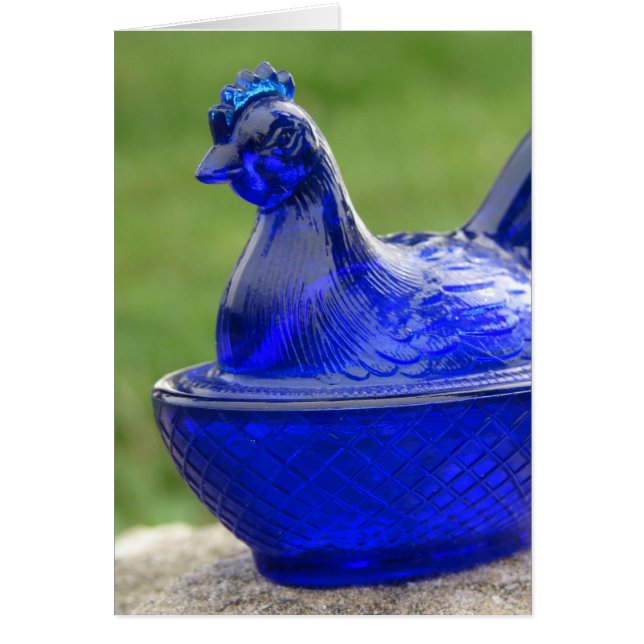 Vintage Blue Glass Hen (Frente)