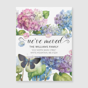 Vintage Blue Hydrangea Floral Butterfly Moving