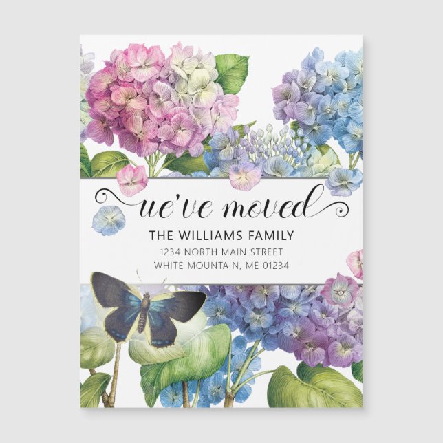 Vintage Blue Hydrangea Floral Butterfly Moving (Anverso)
