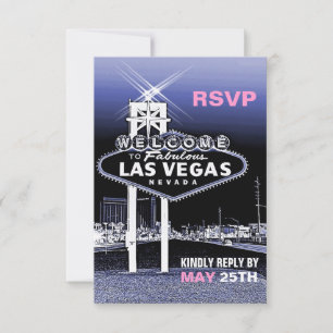 Vintage Blue Las Vegas Boda moderna RSVP