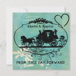 Vintage Blue This Day Forward Wedding Invitación