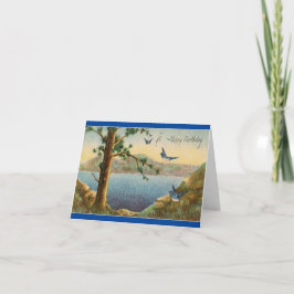 Vintage Bluebirds Tarjeta de bienvenida para el cu