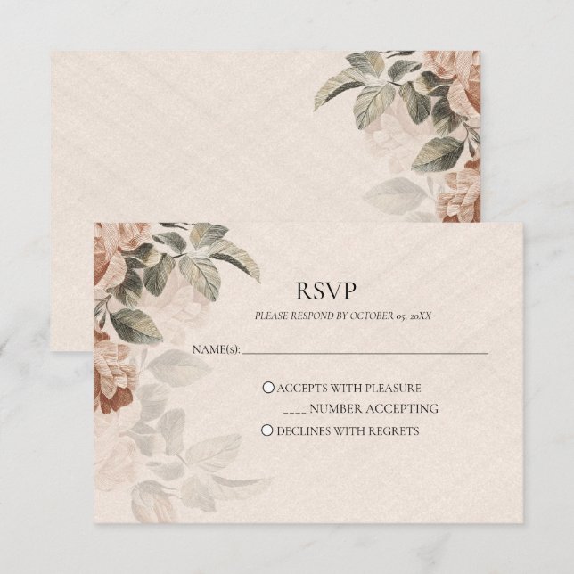 Vintage Boho Botanical RSVP Rustic Terracotta (Anverso / Reverso)